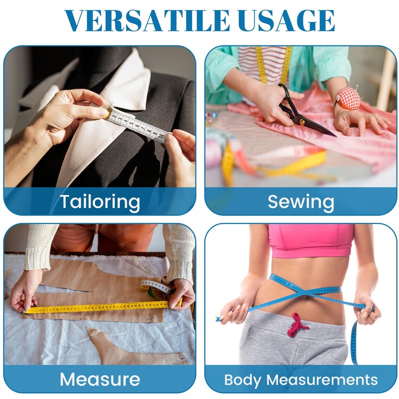 MYGBBKITDEC Tape Measure Body Sewing Measuring Tape Soft Double Scale Fabric Tape Measurement for Sewing Cloth 60-inch, 3 Pack Craft Vinyl Tailor Ruler for Weight Loss (Multicolors) - Image 4